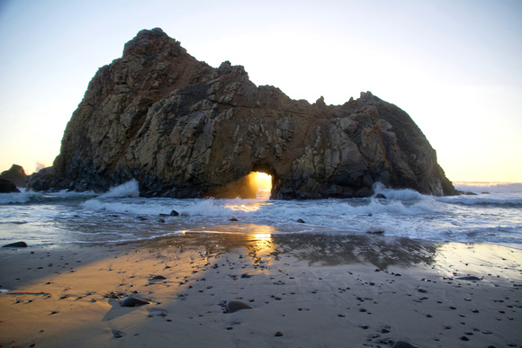 Pfeiffer Beach Sea Cave Sunset 3D