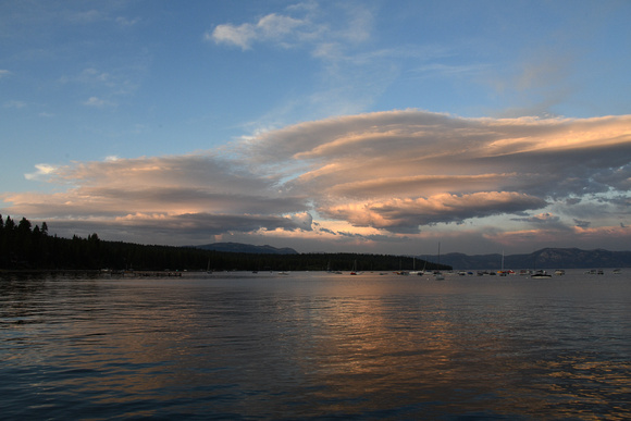 Giant Twin Cloud Stacks Over Lake Tahoe