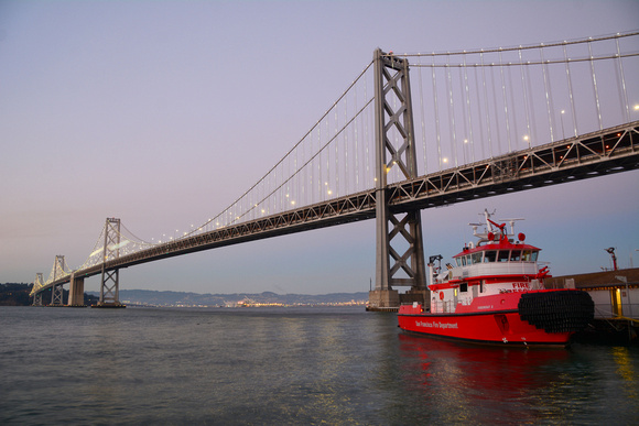 SFFD Fireboat #3 With Bay Bridge Lights